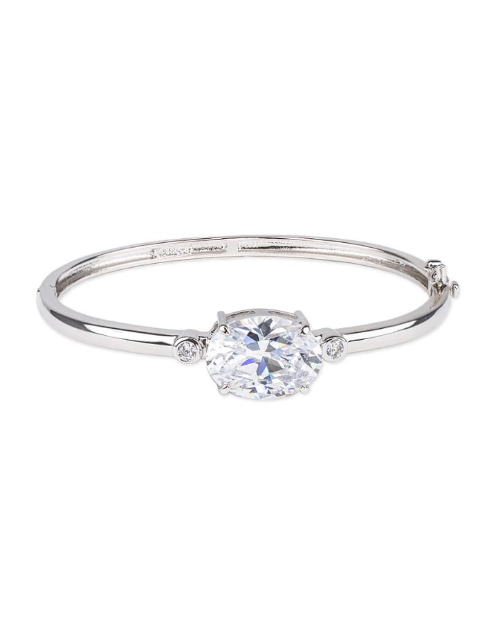 Cz By Kenneth Jay Lane - Hinged Bangle With Oval Cz