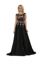 May Queen - Cap Sleeves Floral Appliqued A-line Gown