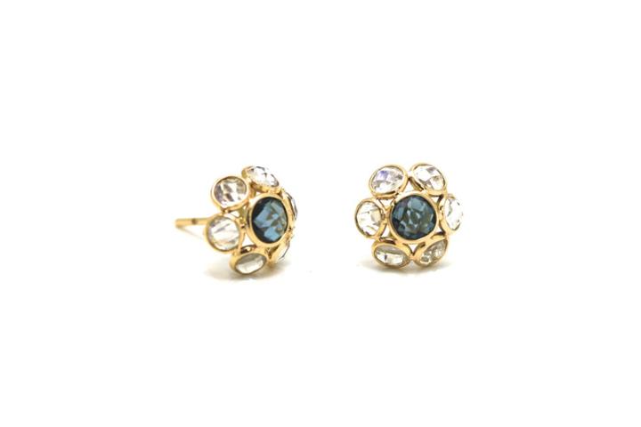 Tresor Collection - Rose Quartz And Amethyst Small Flower Stud Earrings In 18k Yellow Gold