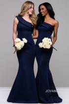 Jovani - One Shoulder Asymmetrical Neck Mermaid Dress 42983
