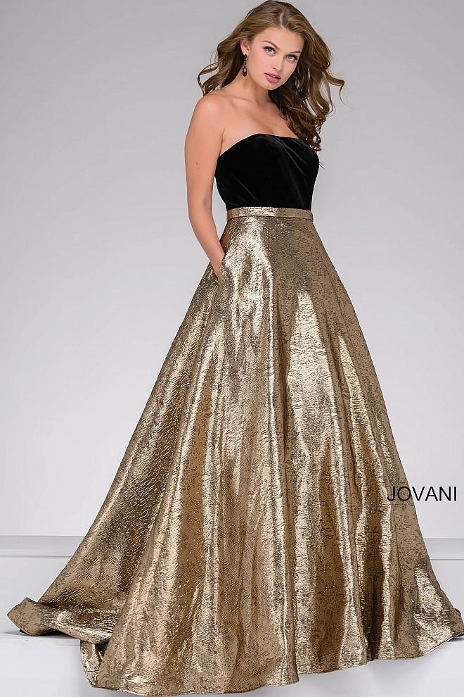Jovani - Strapless Velvet Bodice Prom Ballgown 47982