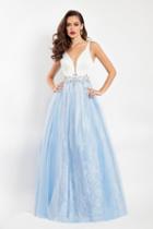 Rachel Allan - 6114 Plunging Sweetheart Ornate Tulle Gown
