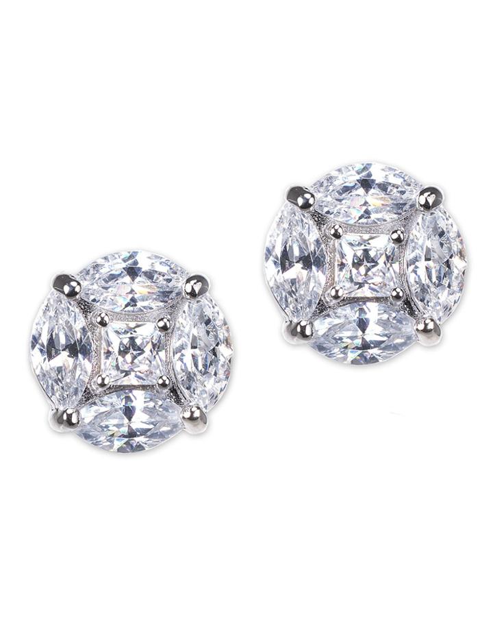 Cz By Kenneth Jay Lane - Princess Cut Pierced Stud Earring
