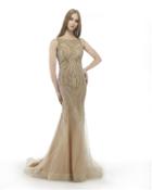 Morrell Maxie - 15872 Bateau Beaded Illusion Evening Gown