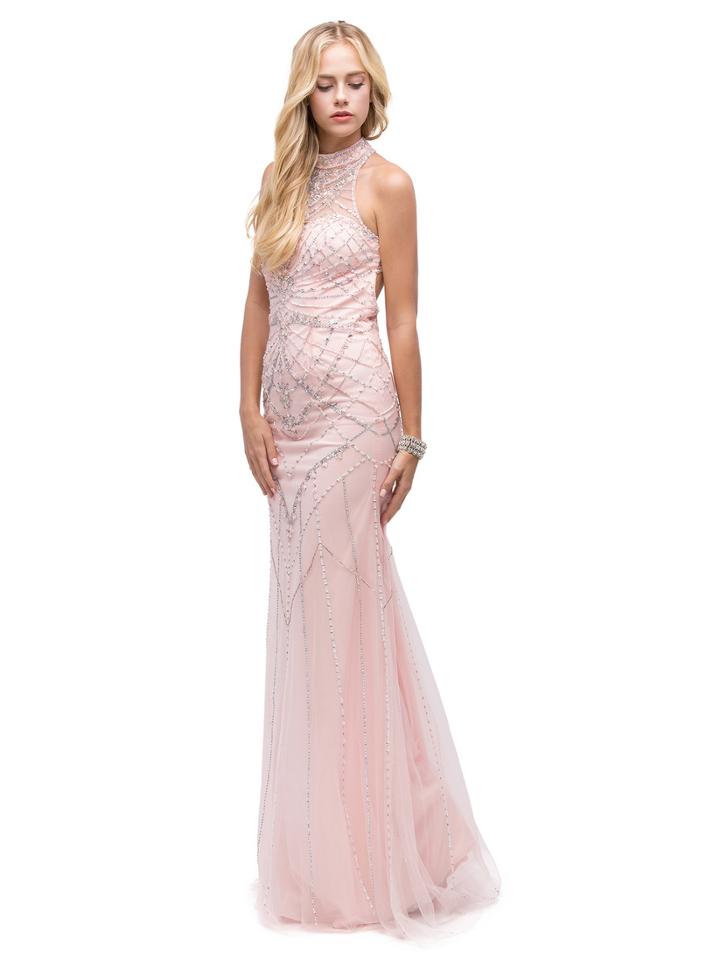Dancing Queen - Glamorous Halter Open Back Beaded Dress 9839