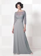 Cameron Blake By Mon Cheri - 114658 Long Dress In Silver