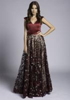 Lara Dresses - 33239 Cap Sleeve V-neck Embellished A-line Dress