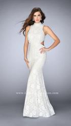 La Femme - Sultry Beaded Lace Cutout Long Mermaid Evening Gown 24294