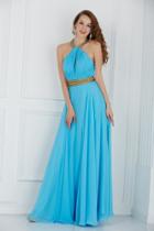 Angela And Alison - 61033 Gilded Yoke Ruched Cutout Gown
