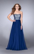 La Femme Gigi - Beaded Semi-sweetheart A-line Dress In Navy 24561