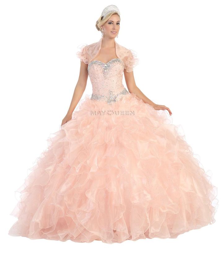 Jewel-embellished Sweetheart Ruffled Ball Gown With Bolero