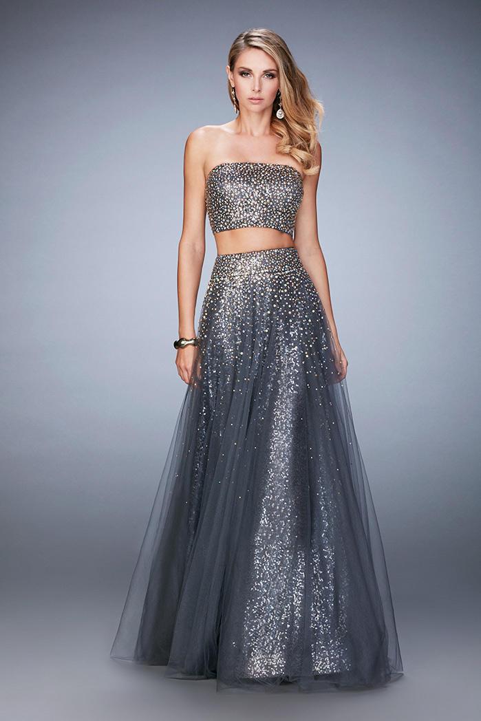 La Femme - 22379 Sequined Two Piece A-line Dress