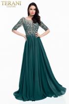 Terani Couture - 1822m7659 Bedazzled Illusion Bateau Chiffon Gown