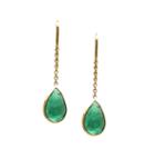 Tresor Collection - Emerald Pear Cabochon Dangle Earring In 18k Yellow Gold