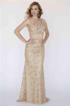 Jolene Collection - 18310 Deep V-neck Two-piece Beaded Gown