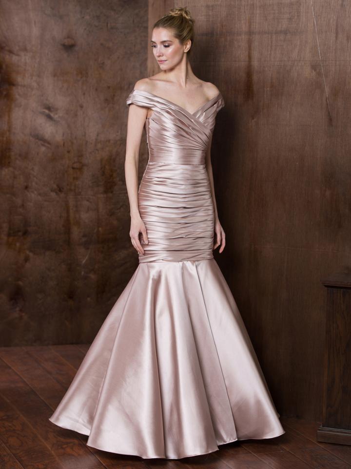 Marsoni By Colors - M197 Spliced Off Shoulder Trumpet Gown