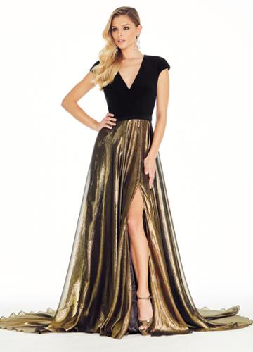 Ashley Lauren - 1321 Metallic Gold Evening Dress