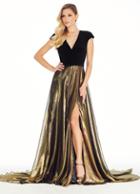 Ashley Lauren - 1321 Metallic Gold Evening Dress