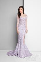 Terani Evening - Mermerizing Long-sleeve Beaded Floral Printed Mermaid Gown 1713m3499.