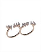 Cz By Kenneth Jay Lane - Rose Gold Plated Floating Cz Double Finger Ring