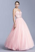 Aspeed - L1943 Embellished V-neck A-line Prom Dress