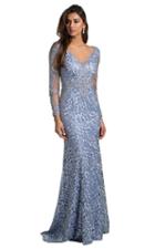 Lara Dresses - 29914 Lace Embellished Long Sleeves Gown
