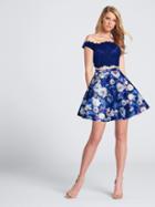 Ellie Wilde - Ew21771s Off Shoulder Floral Mikado Two-piece Dress