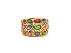 Tresor Collection - Multi Color Spinel, Mandarine Garnet, Tanzanite, Tourmaline And Diamonds Ring In 18k Yellow Gold
