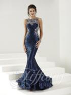 Tiffany Designs - Illusion Back With Fully Sequin Embellishment Trumpet Dress 16149