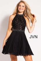 Jovani - Jvn53030 Jeweled Lace Applique Illusion Halter Dress