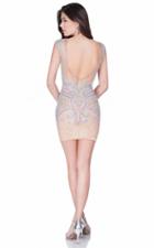 Terani Couture - Illusion Neckline Scrolling Multi-color Embellished Cocktail Dress 1622h1137