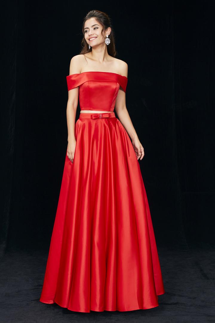 Angela And Alison - 81136 Off-shoulder Two-piece A-line Gown