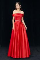 Angela And Alison - 81136 Off-shoulder Two-piece A-line Gown