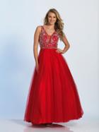 Dave & Johnny - A4868 Sequined Plunging Tulle Gown