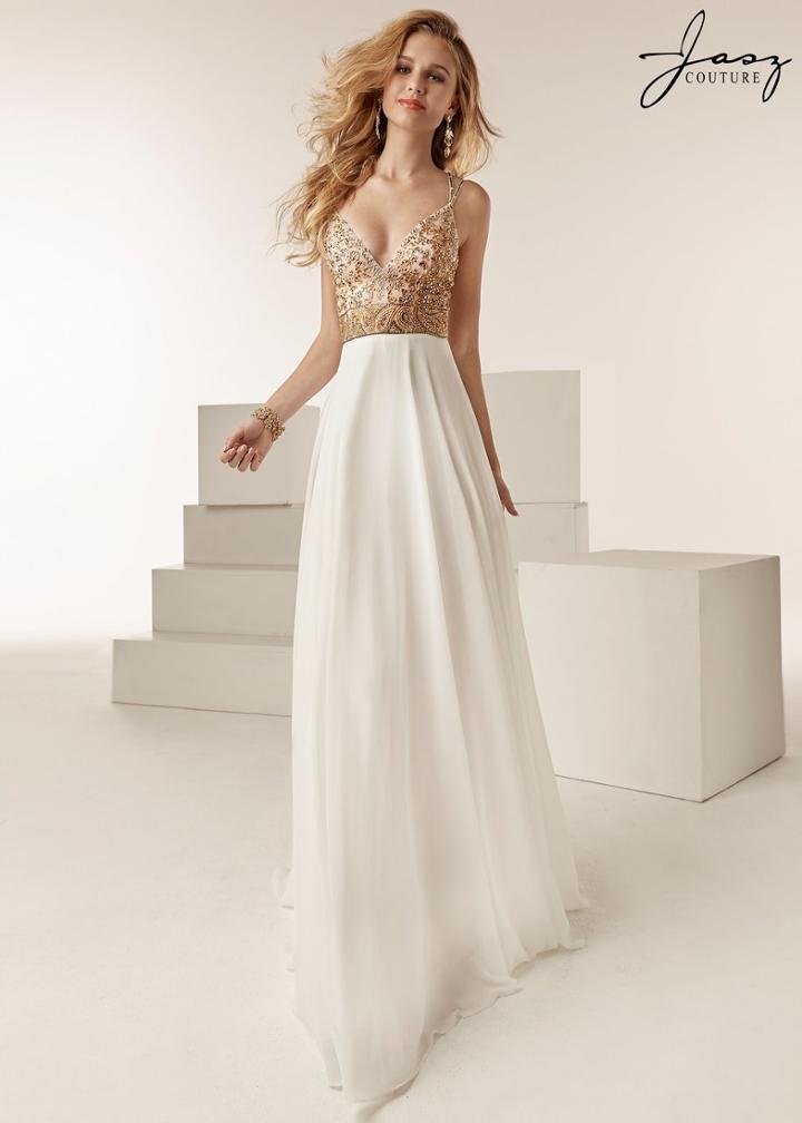 Jasz Couture - 6221 Paisley Embellished Bodice Chiffon A-line Gown