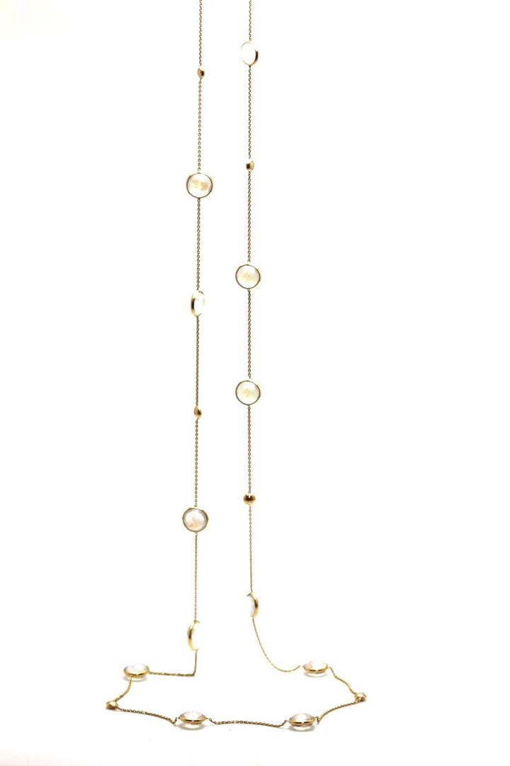 Tresor Collection - Rainbow Moonstone Long Station Necklace In 18k Yellow Gold