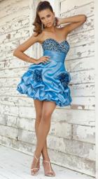 Blush - 9290 Beaded Rosette Taffeta Dress