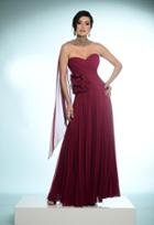 Daymor Couture - Ruched Strapless Floral Long Gown 811