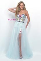 Blush - Floral Sweetheart Tulle A-line Dress 11282