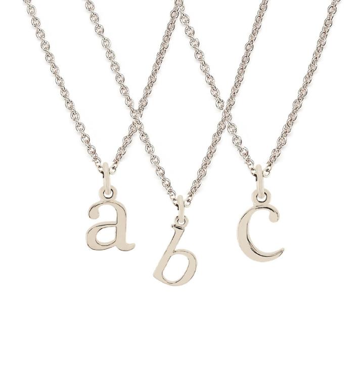 Rachael Ryen - 14k White Gold Letter Charm Necklace - All Letters Available