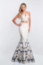 Blush - 11521 Halter Beaded Embroidered Tulle Mermaid Dress