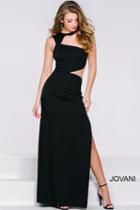 Jovani - 39207 Long Fitted Cut-out Detailed Evening Dress