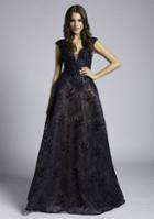 Lara Dresses - 33598 Beaded Lace Deep V-neck A-line Dress