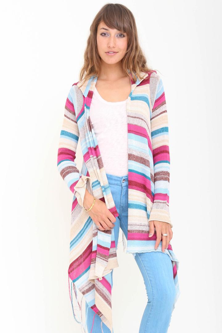 Goddis - Linsey Hooded Wrap W/ Fringe In Sumatra
