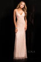 Scala - 48554 V-neckline Long Sequin Prom Dress