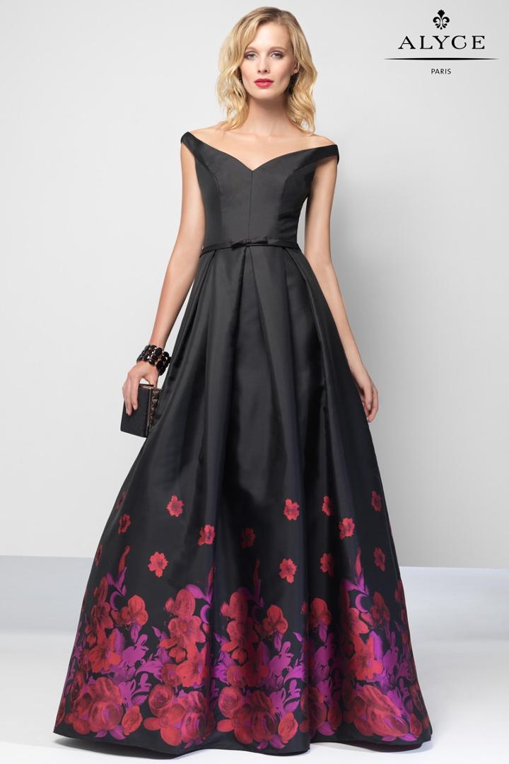 Alyce Paris - 6671 Long Dress In Black Red
