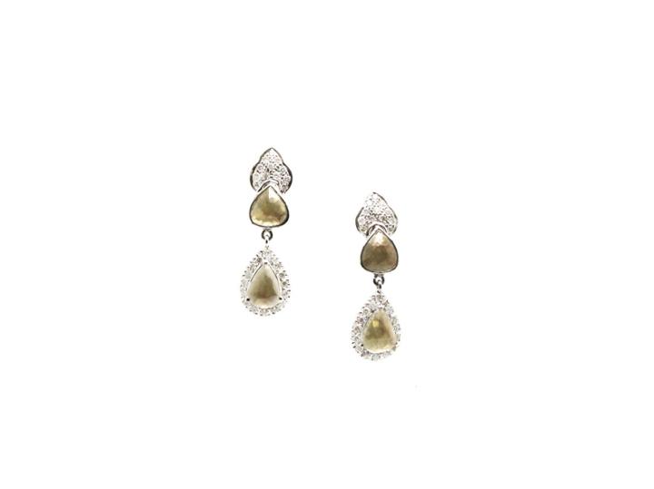 Tresor Collection - Organic Color Diamond & White Diamond Earring In White Gold