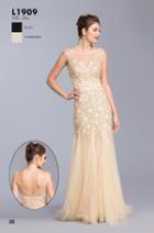 Aspeed - L1909 Bejeweled Illusion Bateau Evening Dress