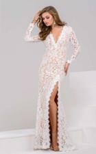 Jovani - 47714 Long Sleeve V-neck Lace Dress