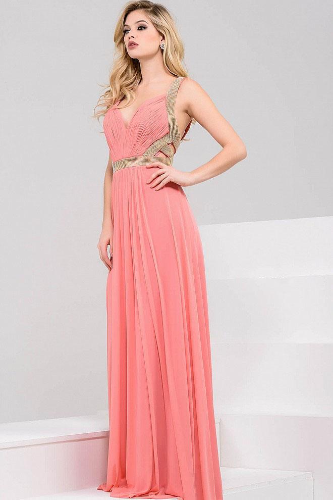 Jovani - Jvn50369 Ruched Cutout Jersey Dress